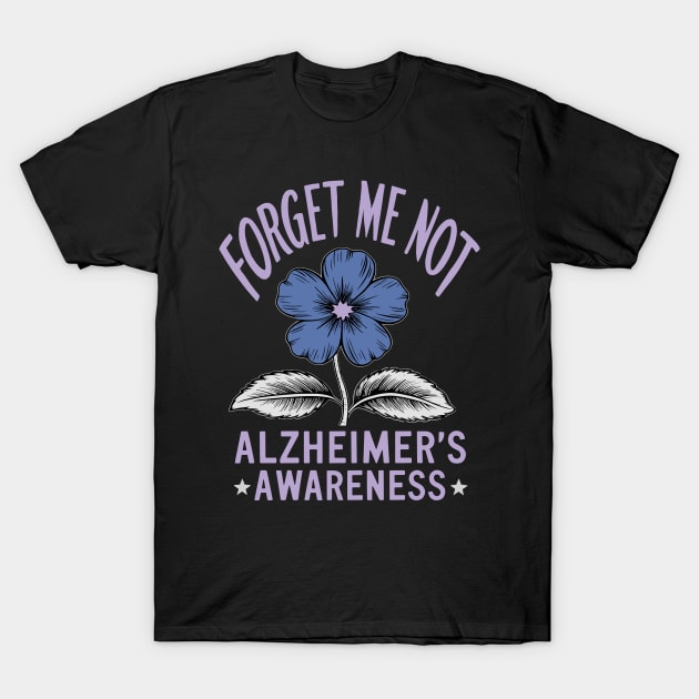 Forget Me Not Alzheimer's Awareness Colorful Design T-Shirt by TF Brands